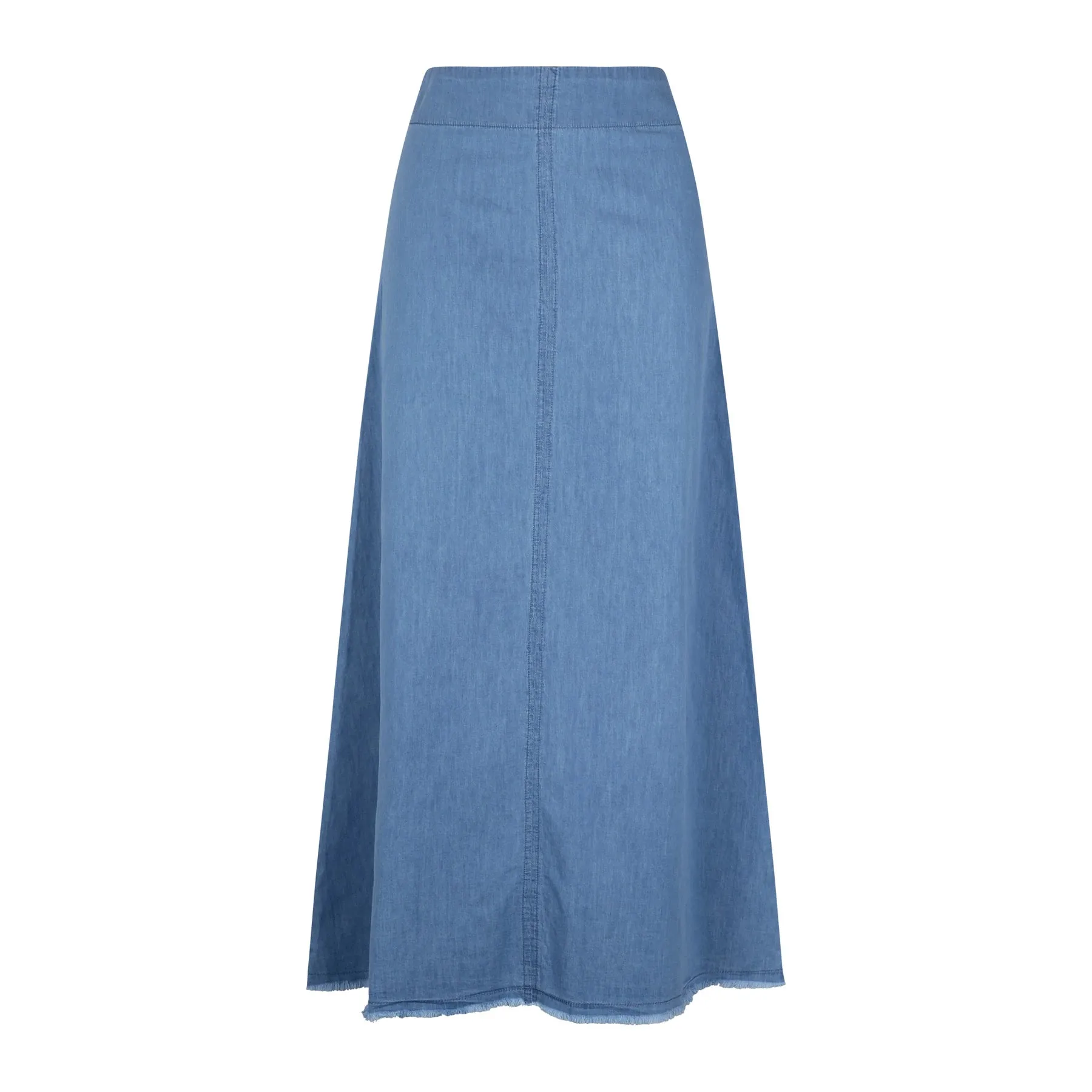 Parni Fringe Denim Midi Skirt