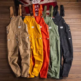 Retro Style Casual Multi-Pocket Overall Cargo Pants