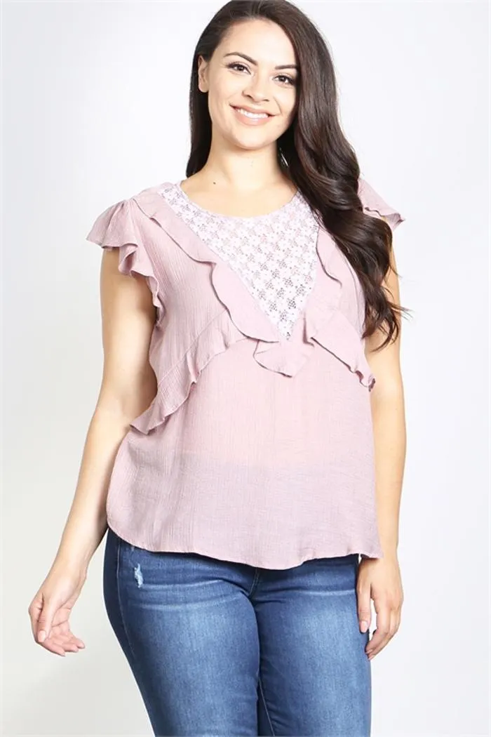 Ruffle Lace Flutter Sleeve