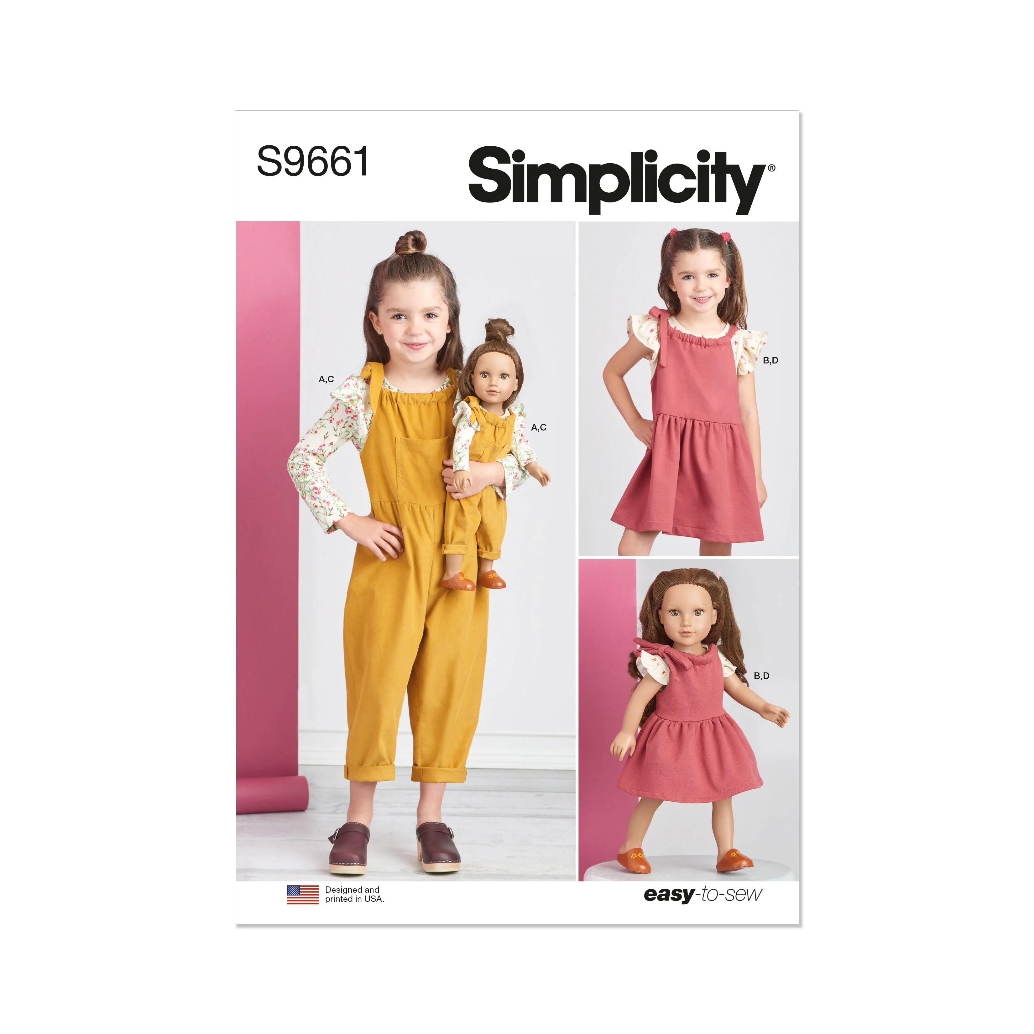 Simplicity pattern 9661 Children's Tops, Overalls, Jumper and Doll Clothes