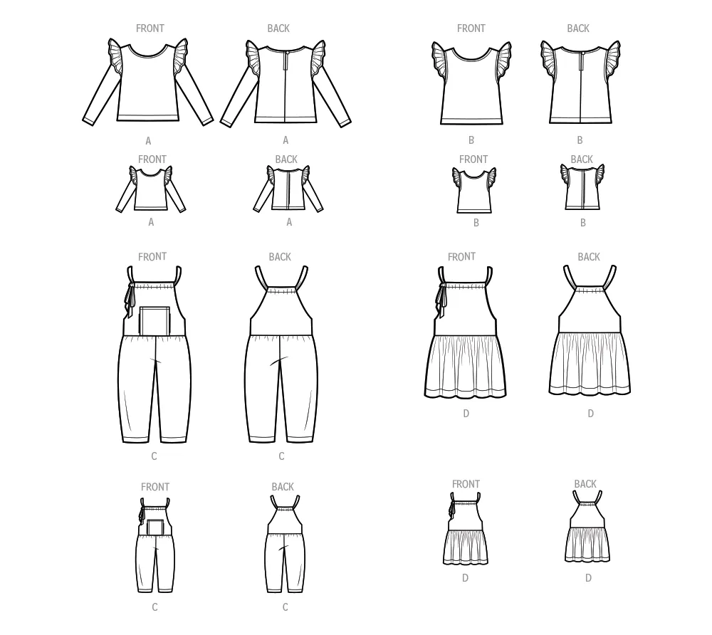 Simplicity pattern 9661 Children's Tops, Overalls, Jumper and Doll Clothes