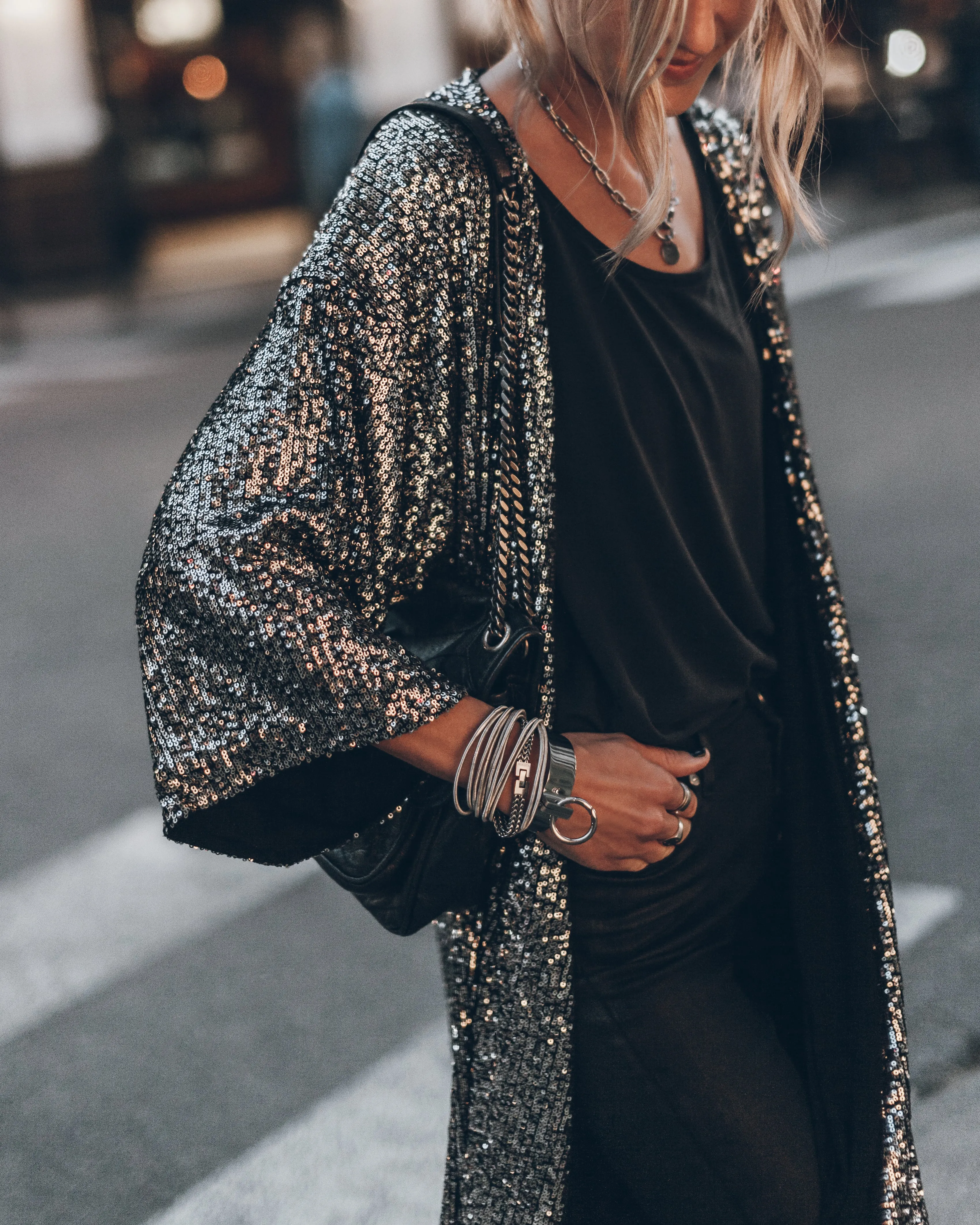 The Dark Sequin Kimono