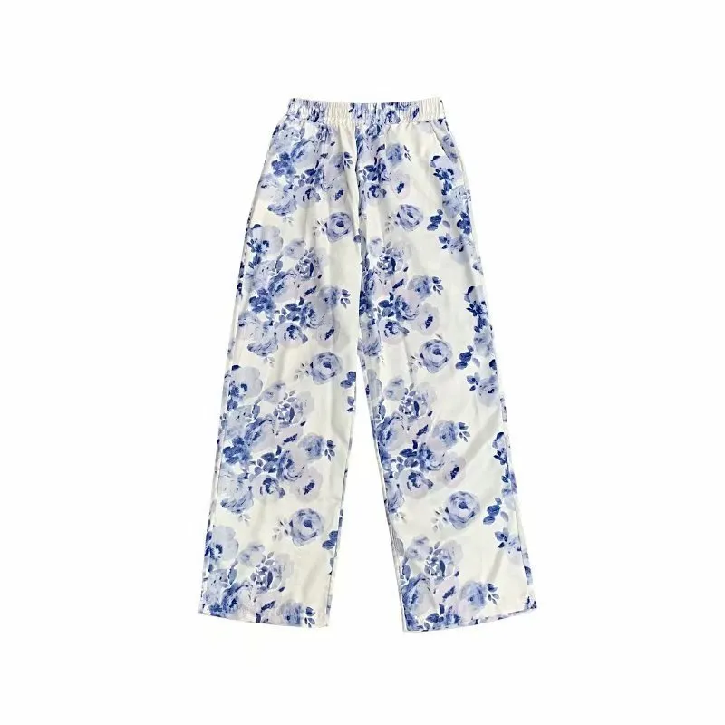 Tie-dyed Floral Wide-leg Pants Women Loose And Casual Mopping The Floor