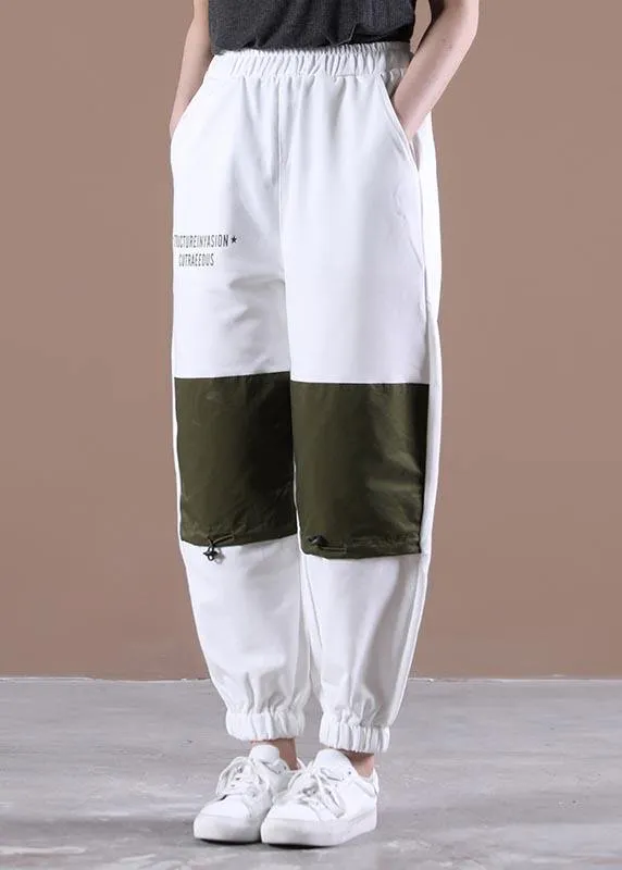 Unique White Harem Pockets Pants Trousers Summer Cotton