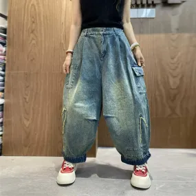 Women's Blue Jeans Retro Blue Harem Denim Trousers