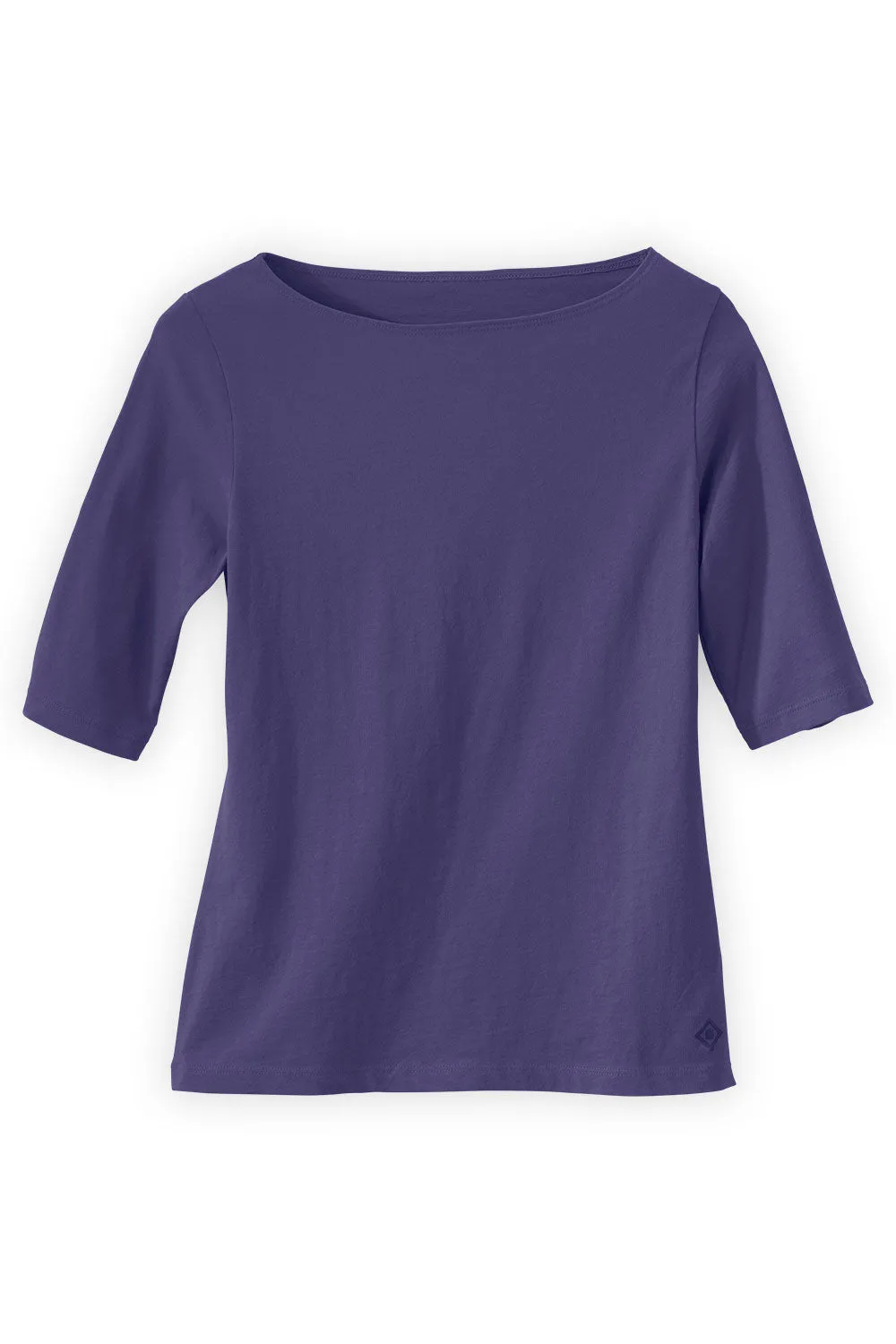 Women's Organic Elbow Sleeve Boat Neck Top