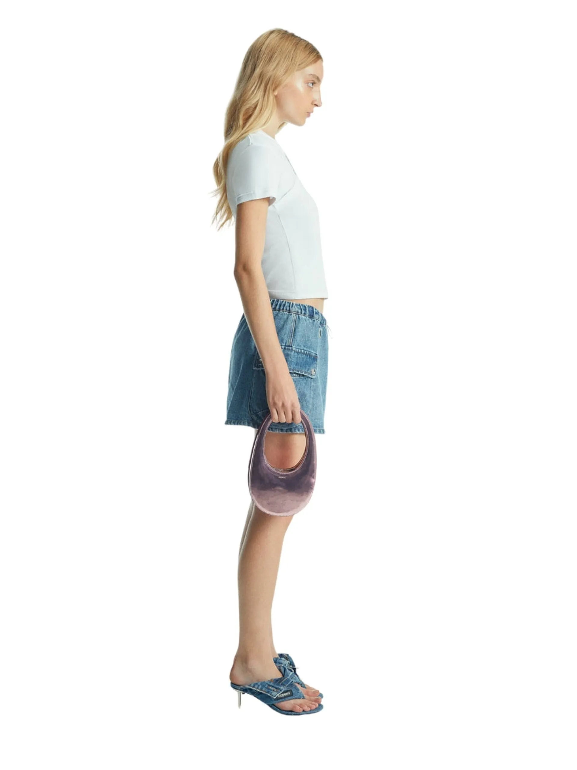 Woven Denim Cargo Skirt / Washed Blue