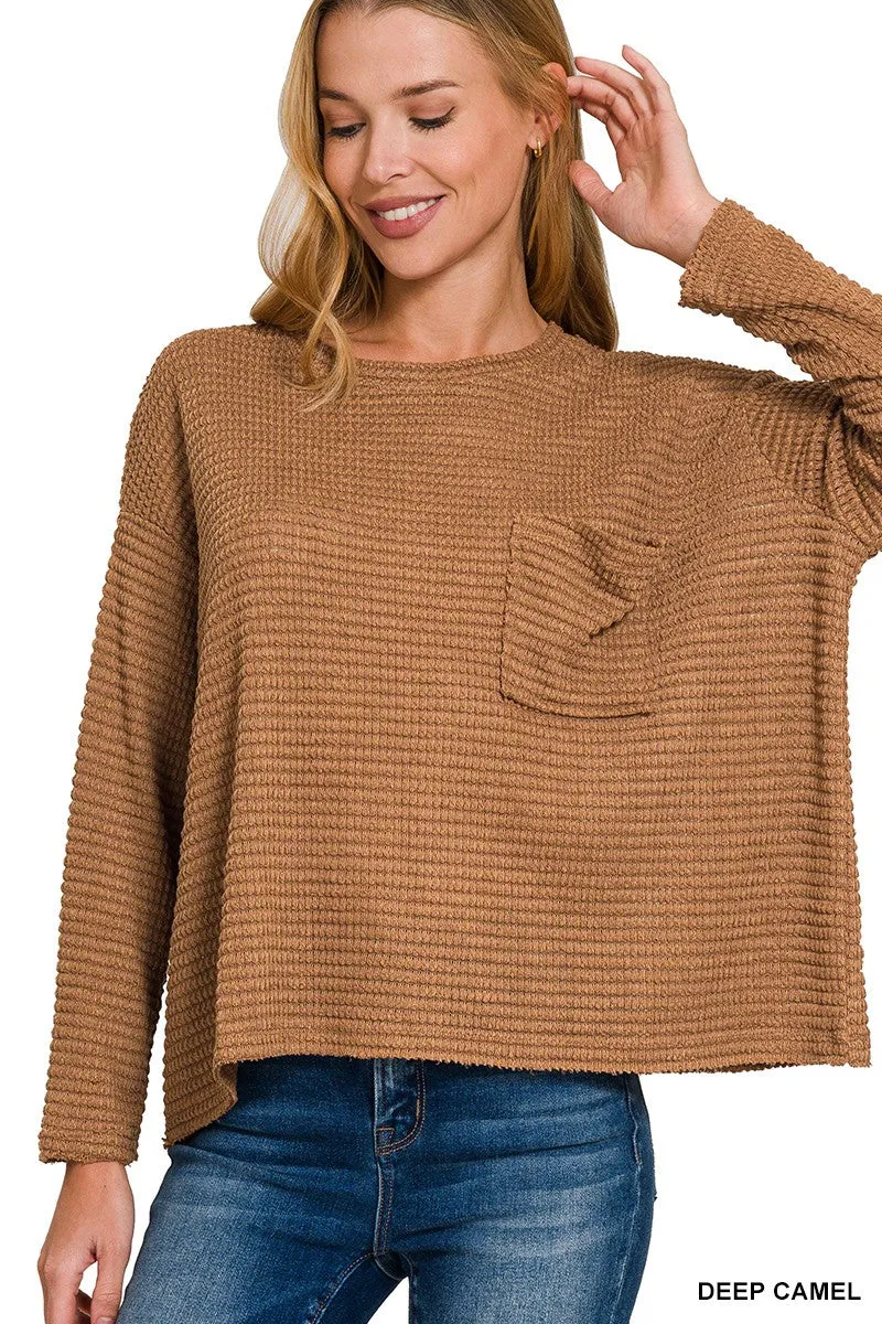 Zenana Boat Neck Jacquard Sweater